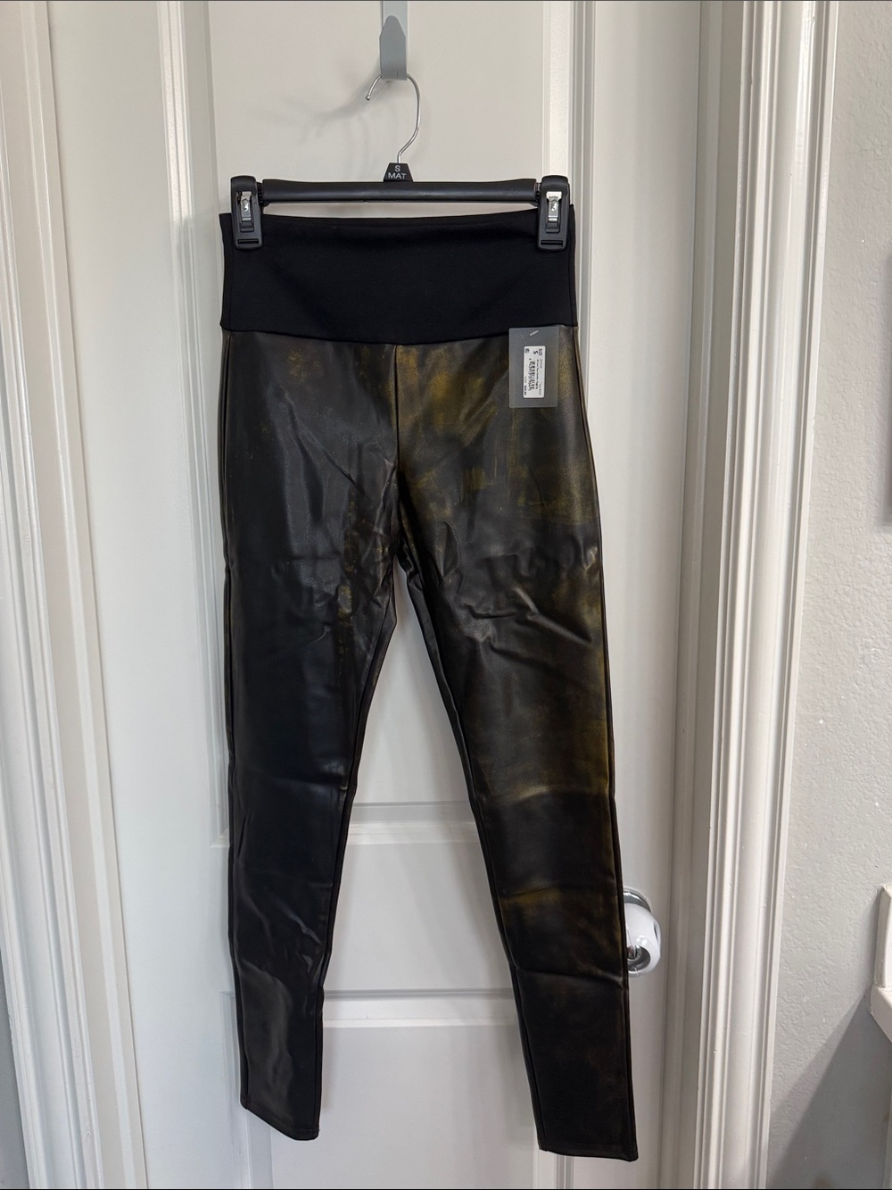 Black Faux-Leather With Gold Abstract On Front
